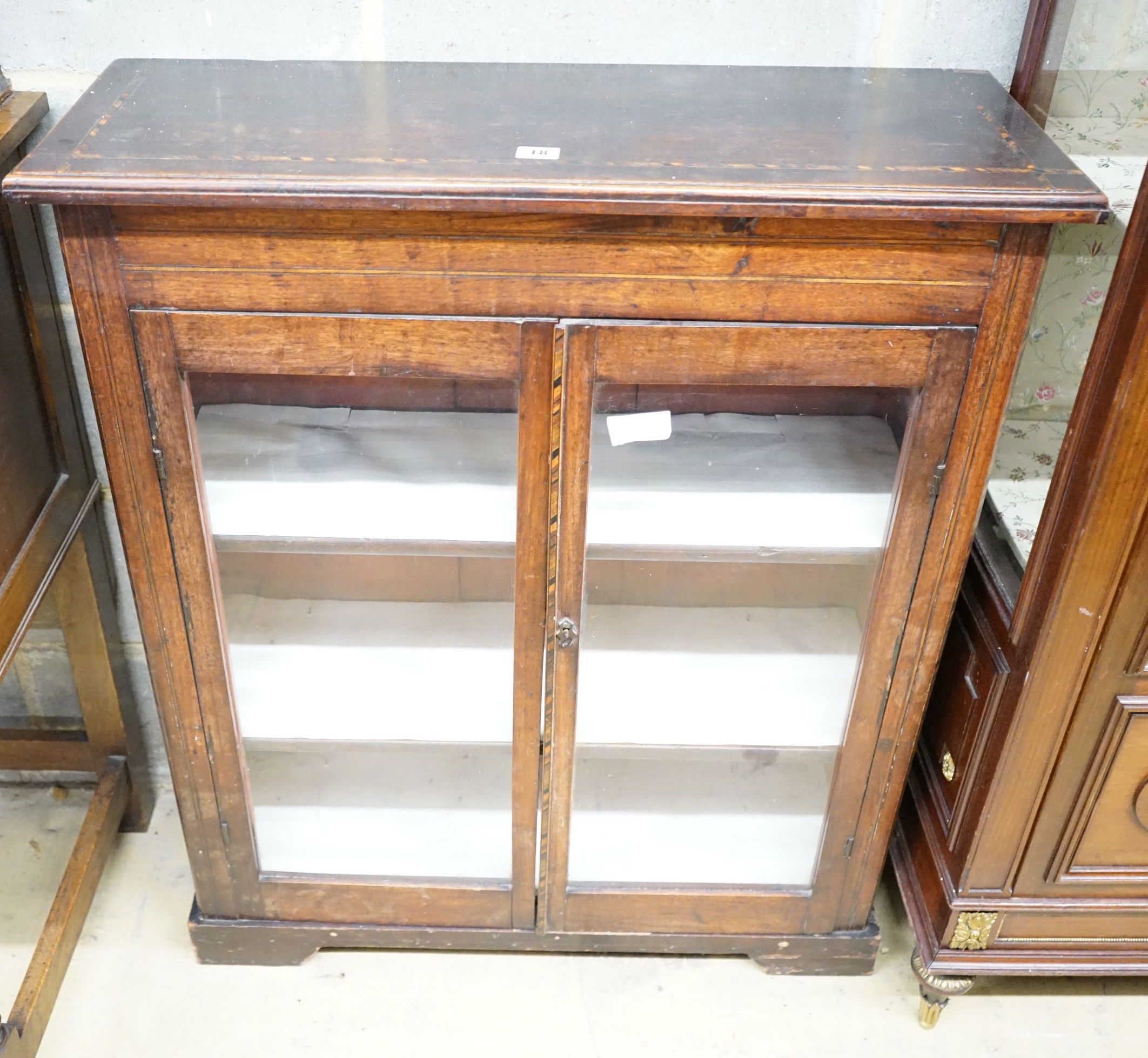 A Victorian inlaid mahogany pier cabinet, width 79cm, depth 29cm, height 93cm